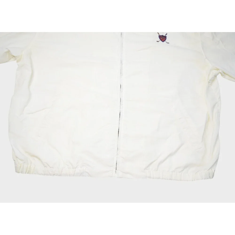 Vintage Polo Ralph Lauren Jacket Mens Large White Golf Bomber Chin Strap USA